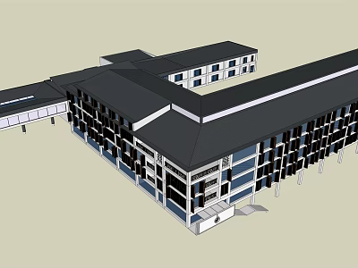 Ancient Architecture Design With Traditional Sloped Roof And Modern Multi Story Structure 3d model