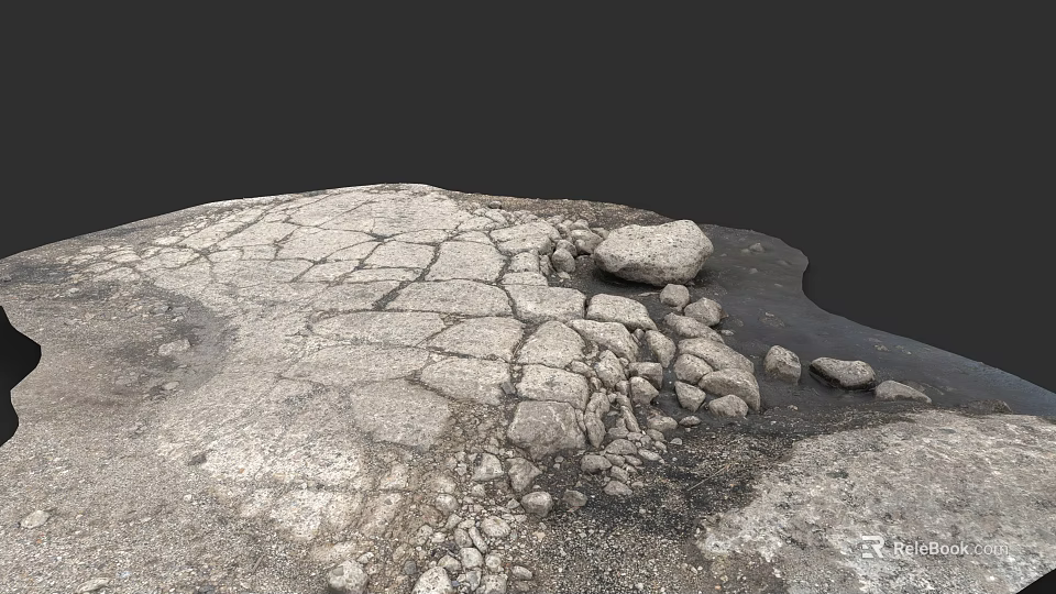 Natural Stone Garden Path Paving With Irregular Slabs And Small Pebbles 3d model