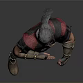 Gray Haired Man In Red And Black Outfit With Wrist Guards And Brown Boots