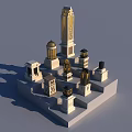 Chinese Lawn Lamp Post Low Lamp Post Garden Lamp 3d model