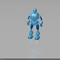 Blue Robot 3D Model Design With Shiny Surface And Stylized Joints Toy Figurine