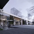 Modern Sales Office Building With Wooden Structure White Facade And Water Feature Entrance