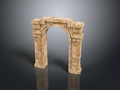 Scenic Landscape Featuring Ancient Stone Archway With Historical Stone Structure And Natural Surroundings 3d model
