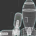 3D Carved Red Rocket And Black Bomb Sculptures With Radioactive Symbols