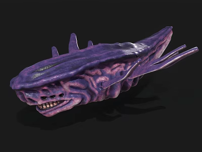 Purple Alien Creature With Sharp Spikes Fierce Mouth And Elongated Limbs 3D Rendering 3d model