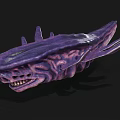 Purple Alien Creature With Sharp Spikes Fierce Mouth And Elongated Limbs 3D Rendering