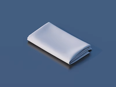 Clean White Folded Cloth Napkin As Daily Household Item On Blue Background 3d model