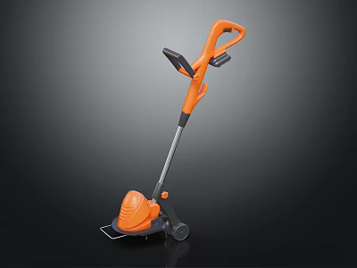 Orange Lightweight Electric Lawn Mower With Ergonomic Handle And Sharp Steel Blade 3d model