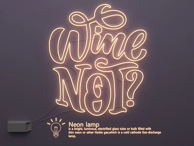 Decorative Neon Light Combination with Wine Not Text Design for Bar Restaurant Home Decor 3d model