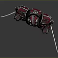 Armored Warrior Character With Red And Black Spiked Armor And Dual Swords