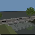 Scenic Landscape Bridge with Vehicles on Road Over Water and Green Surroundings