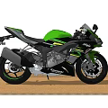 Kawasaki Green And Black Sport Motorcycle With Streamlined Body And Alloy Wheels