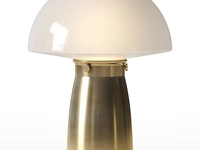 Modern Table Lamp Featuring Brass Base and White Glass Shade Design 3d model