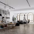 Modern Clothing Store Interior with Mannequins and Comfortable Seating Area