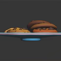 Delicious Chocolate Chip Cookies On Red And White Striped Plate With Crumbled Pieces