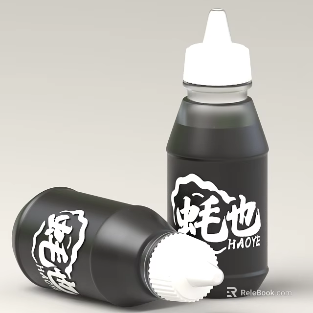 Stylish Black Beverage Bottles With White Caps And HAOYE Logo Graphics Design 3d model 