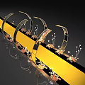 Elegant Event Entrance with Yellow Carpet Arched Decorations Lighting and Flowers