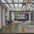 Spacious Modern Living Area With White Sofa Brick Walls And Kitchen Integration