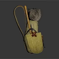 Outdoor Camping Backpack With Rolled Blanket And Hiking Stick For Travel