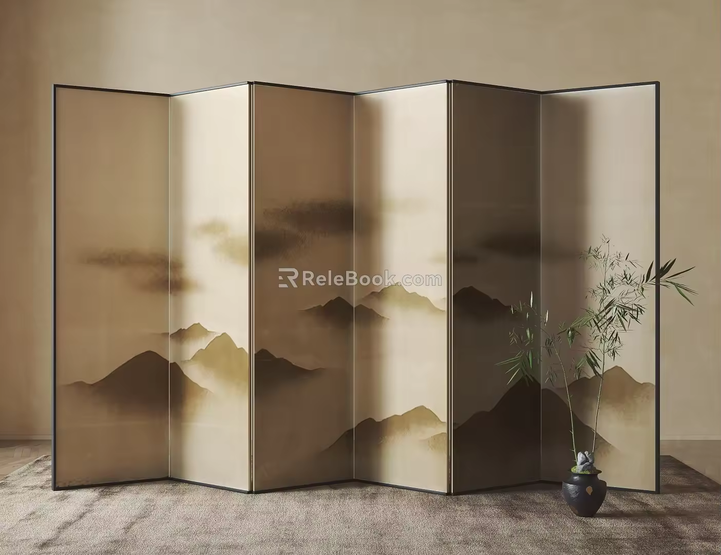 New Chinese-style screen partition 3d model