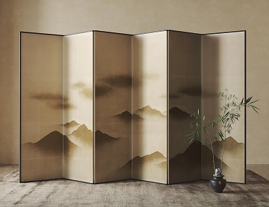 New Chinese-style screen partition 3d model