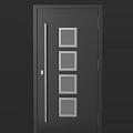 Modern Flush Door Design With Black Frame And Square Glass Panels 3d model