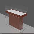 Modern Display Cabinet With Glass Cover Wooden Base And White Top Surface