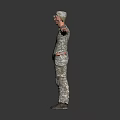 Man in Camouflage Military Uniform with Cap Knee Pads Boots and Arms Outstretched