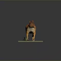 3D Orange Spotted Animal Model Standing On Mossy Platform With Green Fern