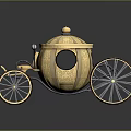 Ornate Golden Carriage with Intricate Decorative Details Classic Wooden Wheels and Elegant Design
