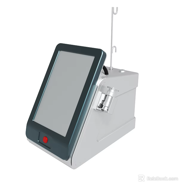 Advanced Touchscreen Analytical Device With Red Button And White Body 3d model 