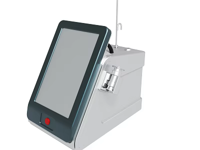 Advanced Touchscreen Analytical Device With Red Button And White Body 3d model