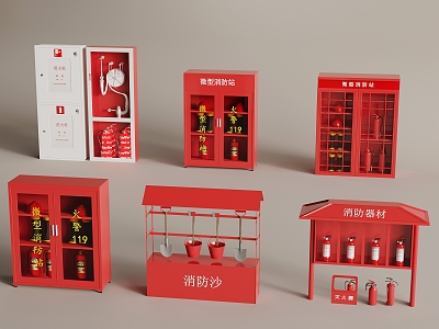 Mini fire station fire box fire fighting equipment 3d model