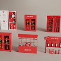 Mini fire station fire box fire fighting equipment 3d model