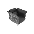 Black Single Seater Sofa With Tufted Square Pattern And Metal Tripod Base 3d model