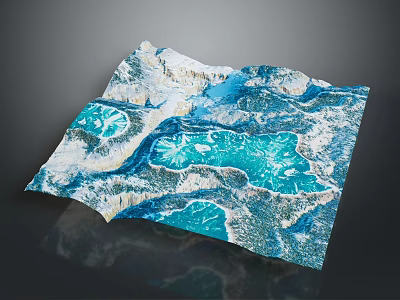 3D Natural Landscape Model With Blue Lakes And White Mountain Terrain 3d model