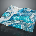3D Natural Landscape Model With Blue Lakes And White Mountain Terrain