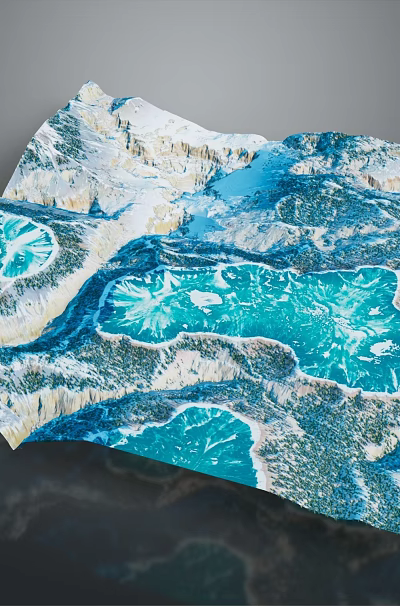 3D Natural Landscape Model With Blue Lakes And White Mountain Terrain 3d model 3D Natural Landscape Model With Blue Lakes And White Mountain Terrain 3d model