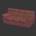 Modern Three Seater Brown Leather Sofa With Plush Backrest Thick Armrests And Elegant Design