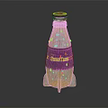 Quantum Blue Beverage in Transparent Glass Bottle with Vibrant Liquid on Dark Background