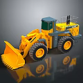 Yellow Construction Loader With Large Bucket Big Tires And Cabin Design 3d model