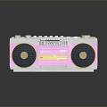 Retro Pink White Computer Speaker With Black Speakers Cherry Blossom Design Top Buttons And Reflection