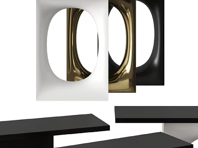 Modern Side Table With Black White Gold Colors And Unique Contemporary Design Structure 3d model