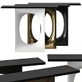 Modern Side Table With Black White Gold Colors And Unique Contemporary Design Structure