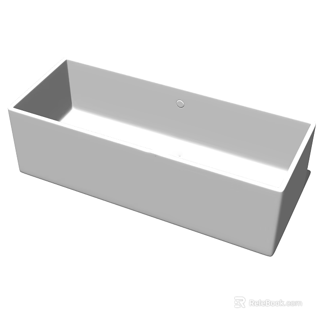 Modern White Rectangular Bathtub With Simple Design For Bathroom Interior 3d model 