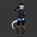 Game And Movie Anthropomorphic Character With Blue Fur Uniform Hat Tail Boots And Saluting Pose