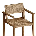 Natural Style Wooden Frame Bar Stool With Woven Seat And Backrest Design