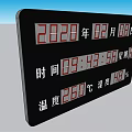 Black Computer Digital Display Screen With Red Numbers Showing Time Date And Temperature 3d model