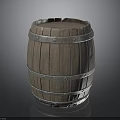 Vintage Wooden Barrel With Metal Hoops And Natural Wood Grain