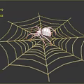 White Spider Resting On Intricate Spider Web Isolated On Dark Background 3d model